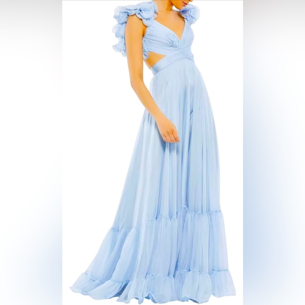 Prom dress RUFFLE TIERED CUT-OUT CHIFFON GOWN